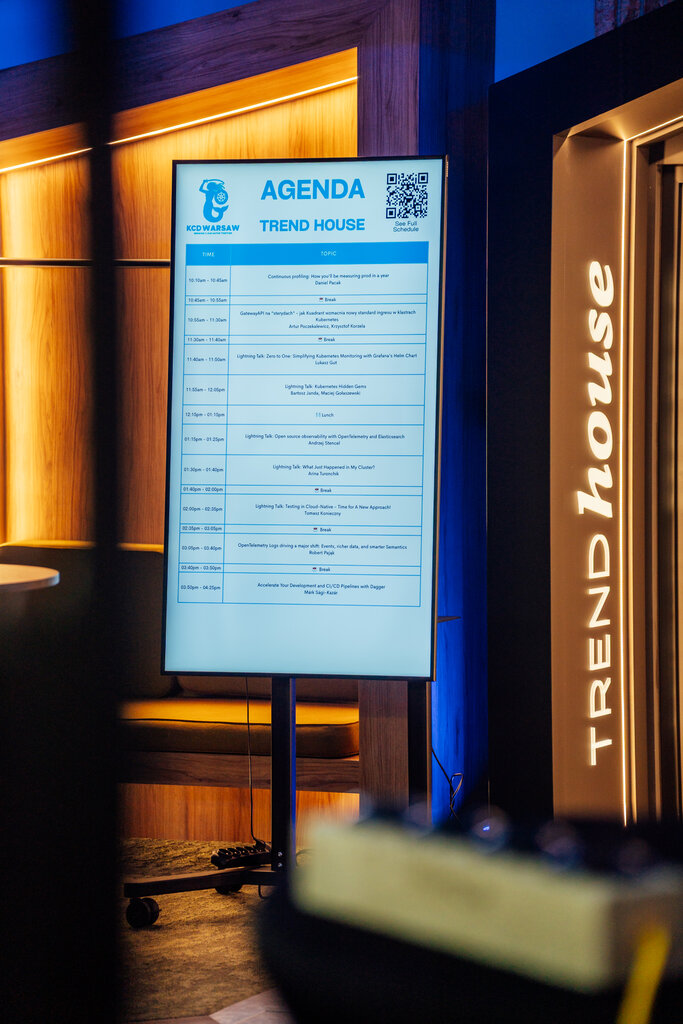 Agenda board at KCD Warsaw 2025