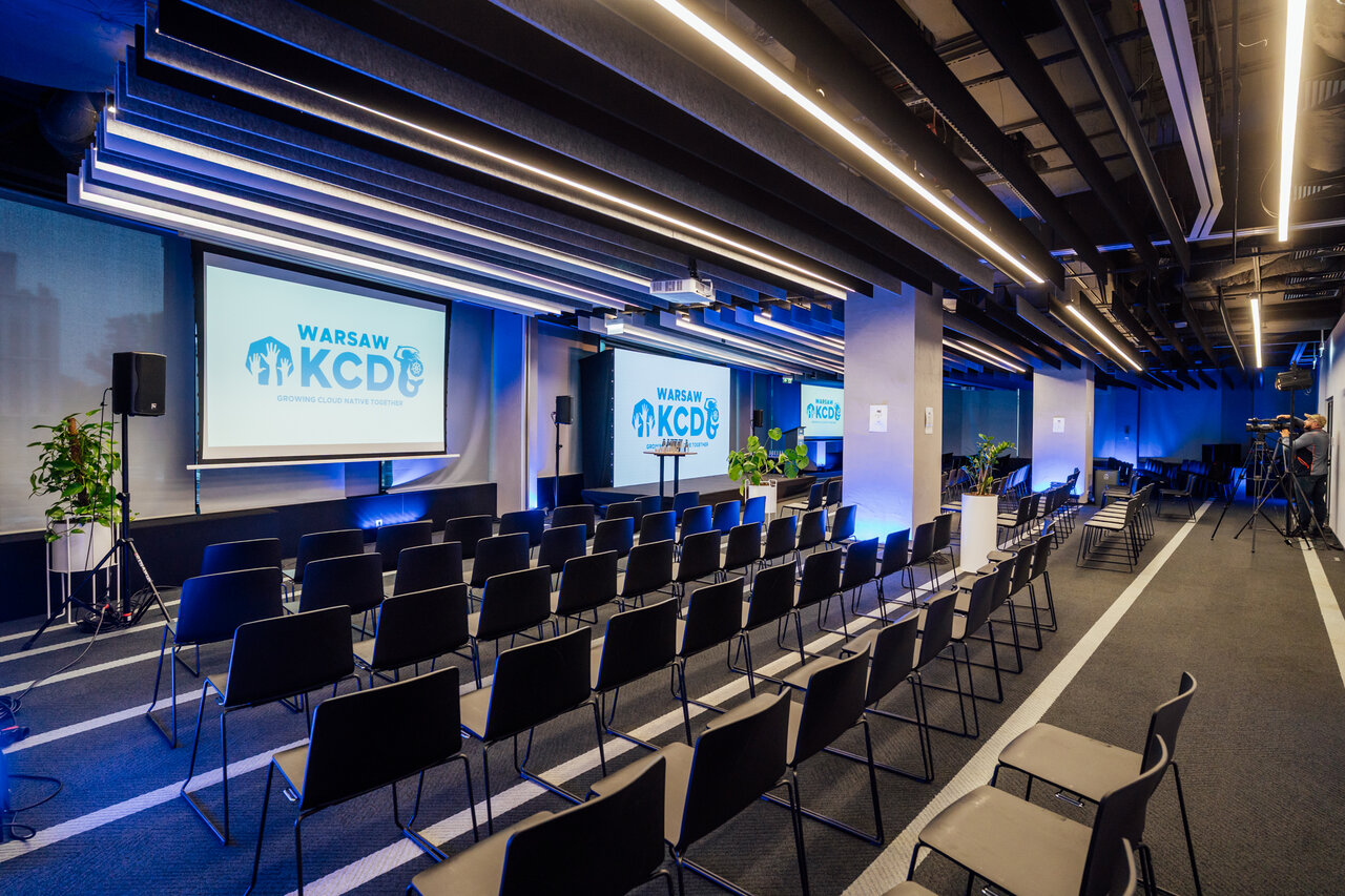 Conference stage setup at Varso Tower